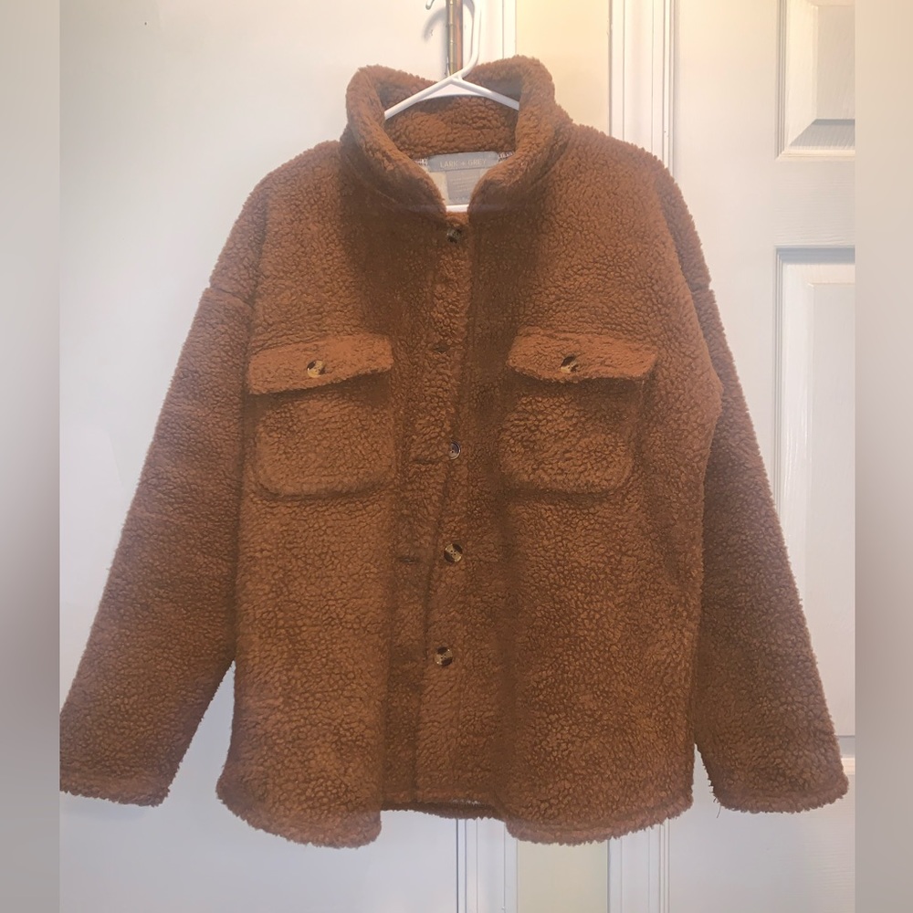 Caramel brown Sherpa Coat with Faux Fur Lining